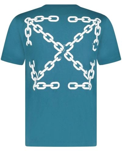 Off-White c/o Virgil Abloh Off- Chain Arrows Logo Printed T-Shirt - Blue