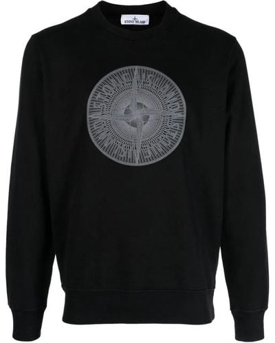 Stone Island Industrial One Compass Circle Logo Sweatshirt - Black