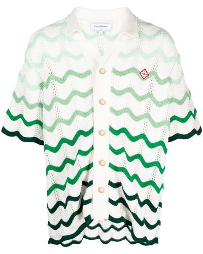 Casablancabrand Gradient Wave Crochet Texture Shirt - Green