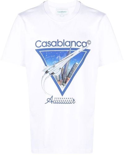 Casablanca Graphic-print Organic Cotton T-shirt - Blue