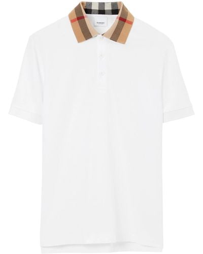 Burberry Vintage Check Print Collar Polo Shirt - White