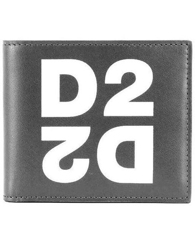 DSquared² Mirror Logo Bi-fold Wallet Black - Metallic