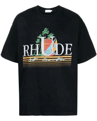 Rhude Tropics Printed T-Shirt - Black