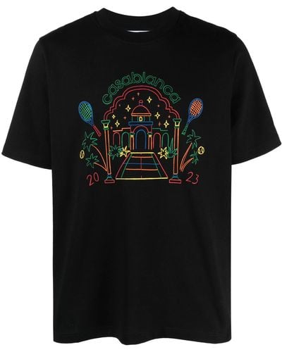 Casablancabrand Crayon Temple Printed T-Shirt - Black