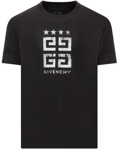 Givenchy 4G Stars Logo Printed T-Shirt - Black
