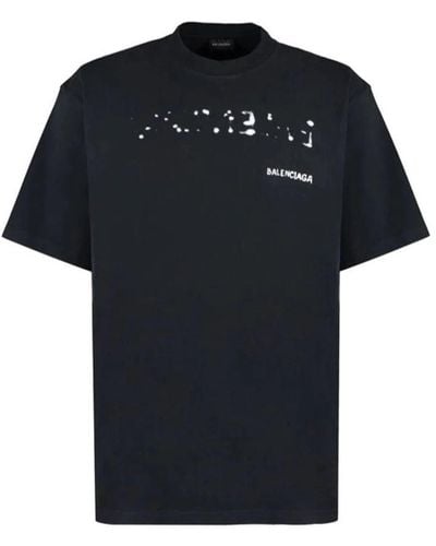 Balenciaga Distressed Bleed Logo T-Shirt - Black