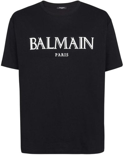 Balmain Oversized T-Shirt With Rubber Roman Logo - Black