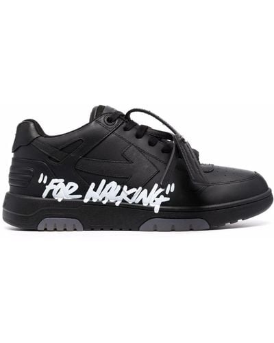 Off-White c/o Virgil Abloh Off- Out Of Office "For Walking" Leather Trainers - Black