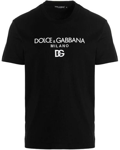 Dolce & Gabbana Embroidered Dg Milano Logo T-Shirt - Black
