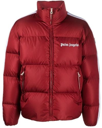 Palm Angels Classic Logo-Print Padded Down Coat - Red
