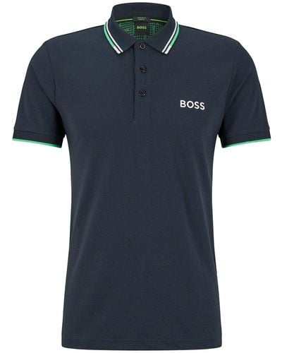 BOSS Cotton-Blend Polo Shirt - Black