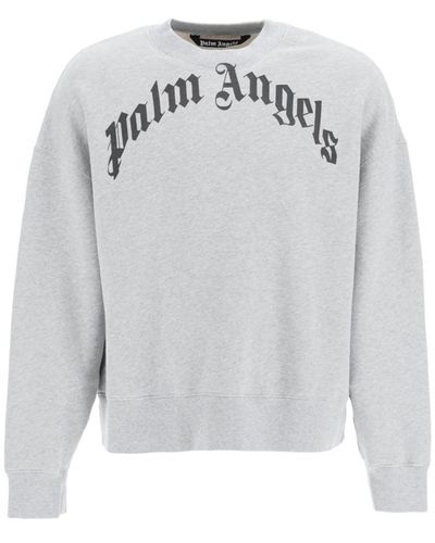 Palm Angels Gd Curved Logo Print Sweatshirt - Gray