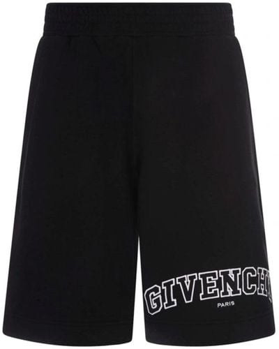 Givenchy University Logo Embroidered Cotton Shorts - Black