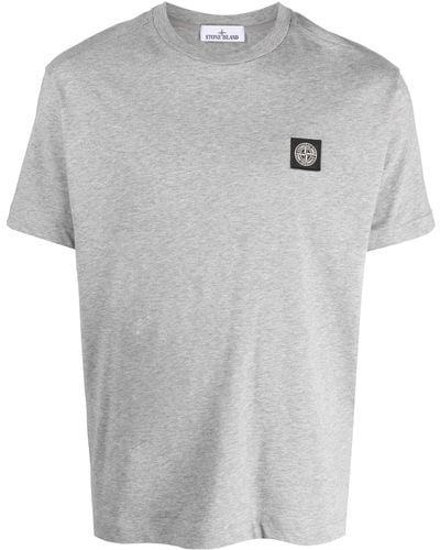 Stone Island Compass Appliqué Cotton T-Shirt - Grey