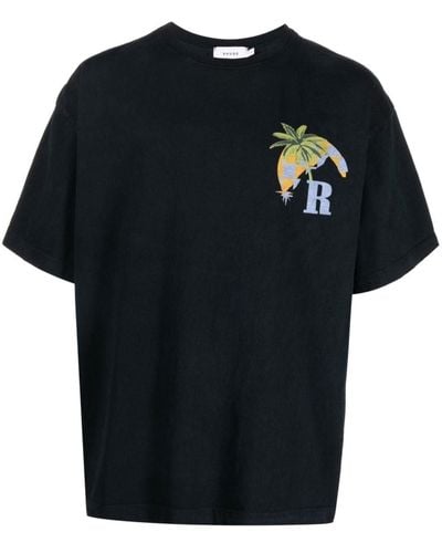 Rhude Moonlight Tropics Logo Print T-Shirt - Black