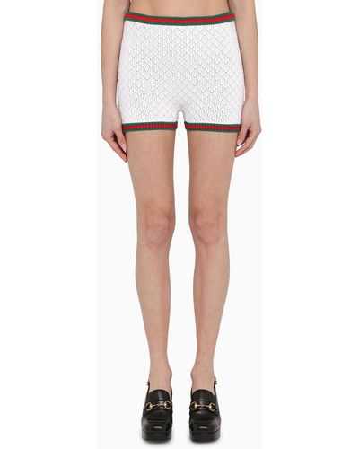 Gucci Lace And Cotton Short With Web Detail - White