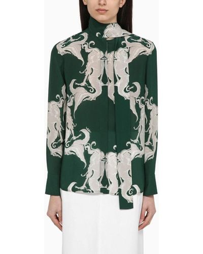 Valentino Shirt With Ivy Silk Print - Green