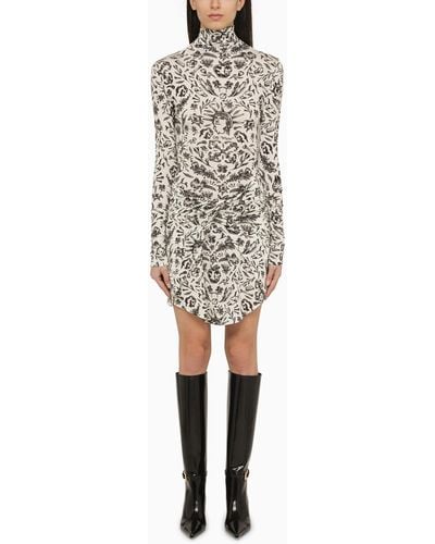 Off-White c/o Virgil Abloh Off- Long-Sleeved Mini Dress With Tattoo Print - White