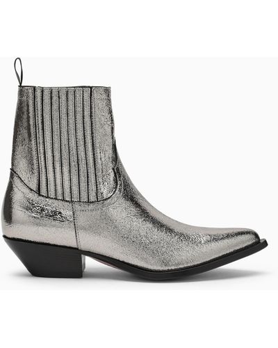 Sonora Boots Hidalgo Silver Leather Ankle Boots - Grey