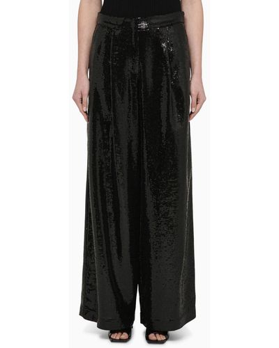 FEDERICA TOSI Wide Pants With Micro Sequins - Black