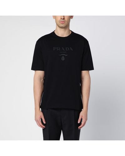 Prada Cotton T-shirt With Logo - Black