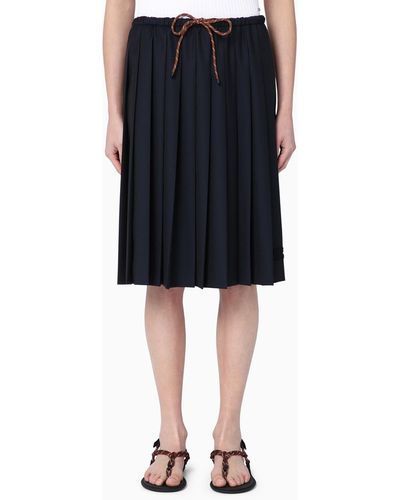 Miu Miu Wool Pleated Skirt - Black