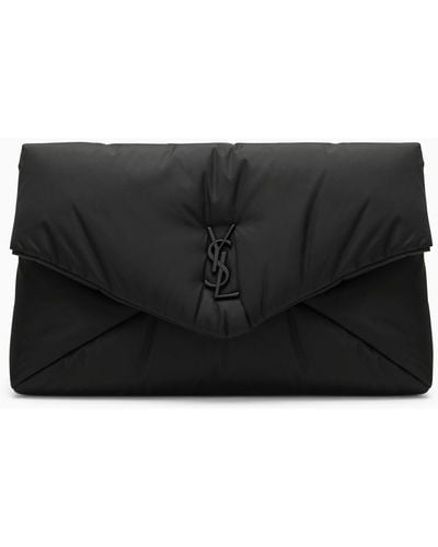 Saint Laurent Pochette envelope grande cassandre nera in nylon - Nero