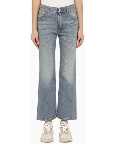 Chloé Washed-Effect Cropped Denim Jeans - Blue