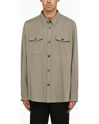 Ami Paris Hemd mit Taschen in taupe grauer Wolle - Neutro