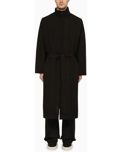 Fear Of God Wool Trench Coat With High Collar - Black