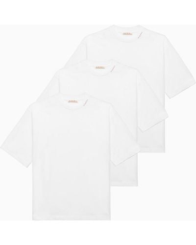 Marni T-shirt oversize bianca con ricamo logo - Bianco