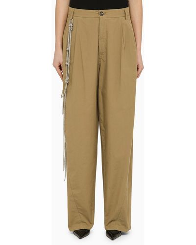 DARKPARK Phebe Cotton Wide Trousers With Chains - Natural
