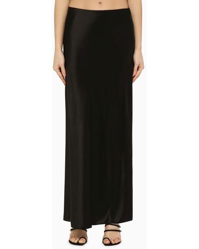Saint Laurent Silk Long Skirt - Black