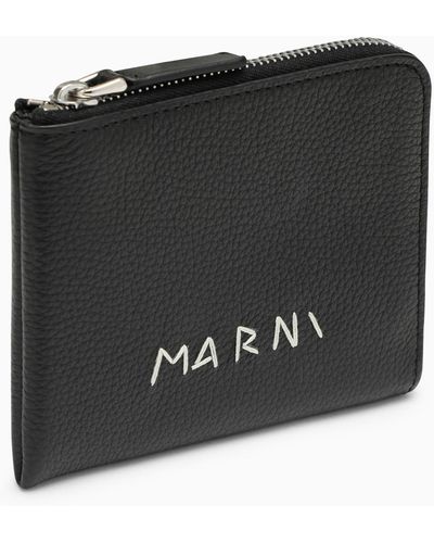 Marni Zipped Wallet With Logo - Black