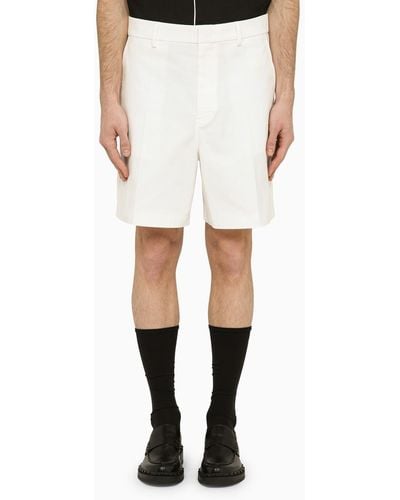 Valentino Ivory Cotton Bermuda Shorts - White