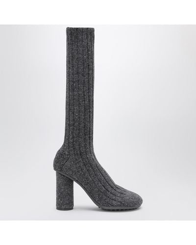 Bottega Veneta Atomic Anthracite Sock Effect Boot In Wool Blend - Grey