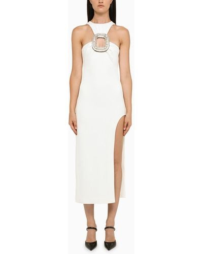 David Koma White Asymmetrical Midi Dress
