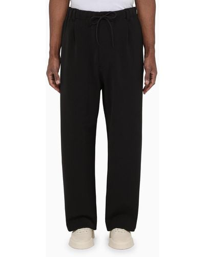 Y-3 And White Track Trousers With Logo - Black