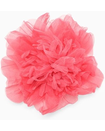 Max Mara Peony-coloured Flower Brooch In Silk - Pink