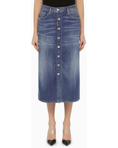 DSquared² Denim Skirt With Buttons - Blue