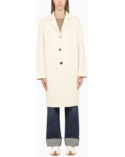 Loewe Milk Wool And Cashmere Single-breasted Coat - White