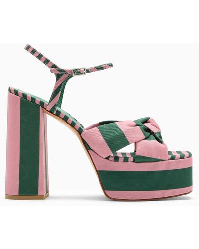 Castañer Castañer Green/pink High Sandal With Platform - White