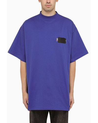 Balenciaga T-shirt oversize indaco in cotone - Viola