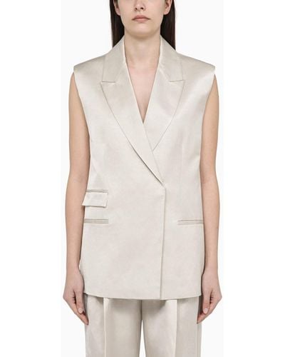 Calvin Klein Single-breasted Waistcoat In Viscose Blend - White