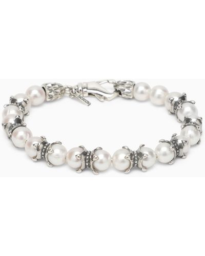 Emanuele Bicocchi Silver 925 Bracelet With Pearls And Claws - Metallic
