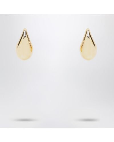 Bottega Veneta Large Drop Earrings In Silver With Gold Finish - White
