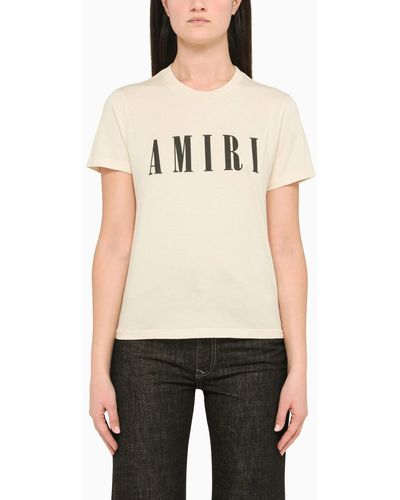 Amiri T-shirt girocollo alabastro con logo - Neutro