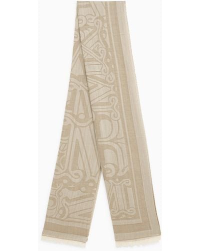 Max Mara Dove-coloured Scarf In Wool And Silk Blend - Natural