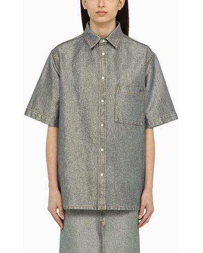 DARKPARK Gray Denim Short-sleeved Shirt