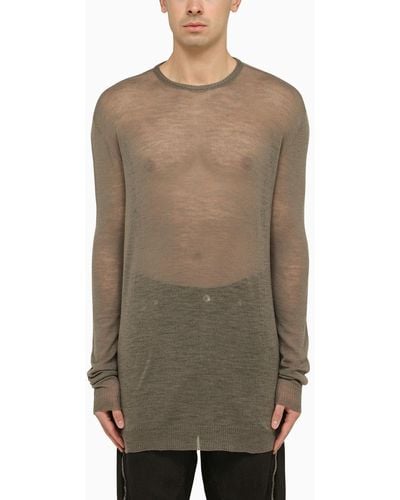 Rick Owens Dust Semi-transparent Wool Sweater - Brown